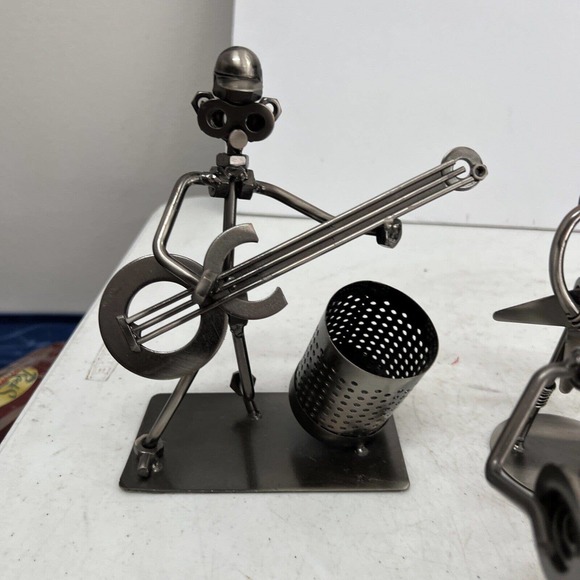 Silvertone Set Of 4 Figurines Bolt Man Guitar Player & Band - Picture 2 of 6